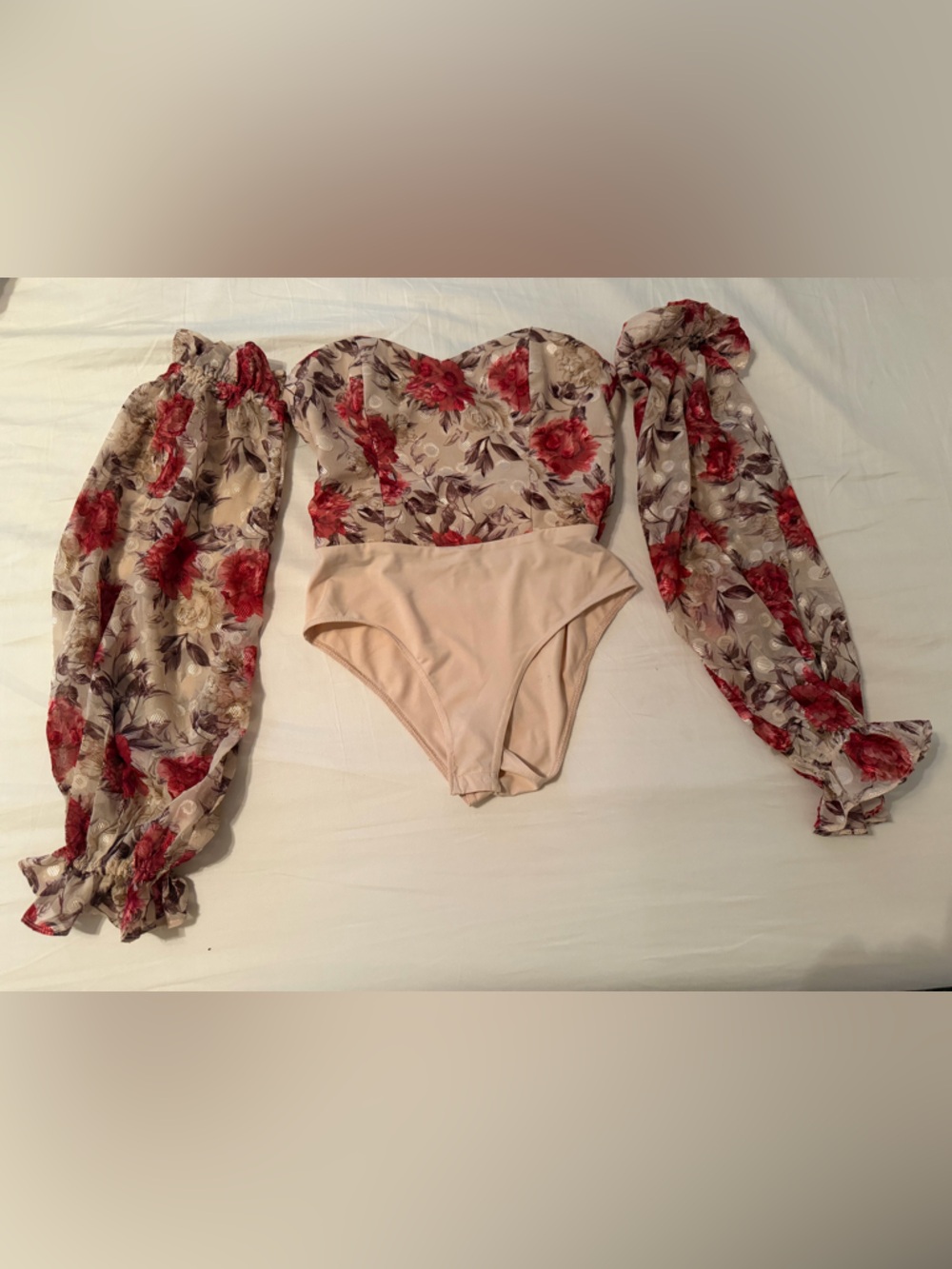 Floral Off-Shoulder Cropped Bodysuit